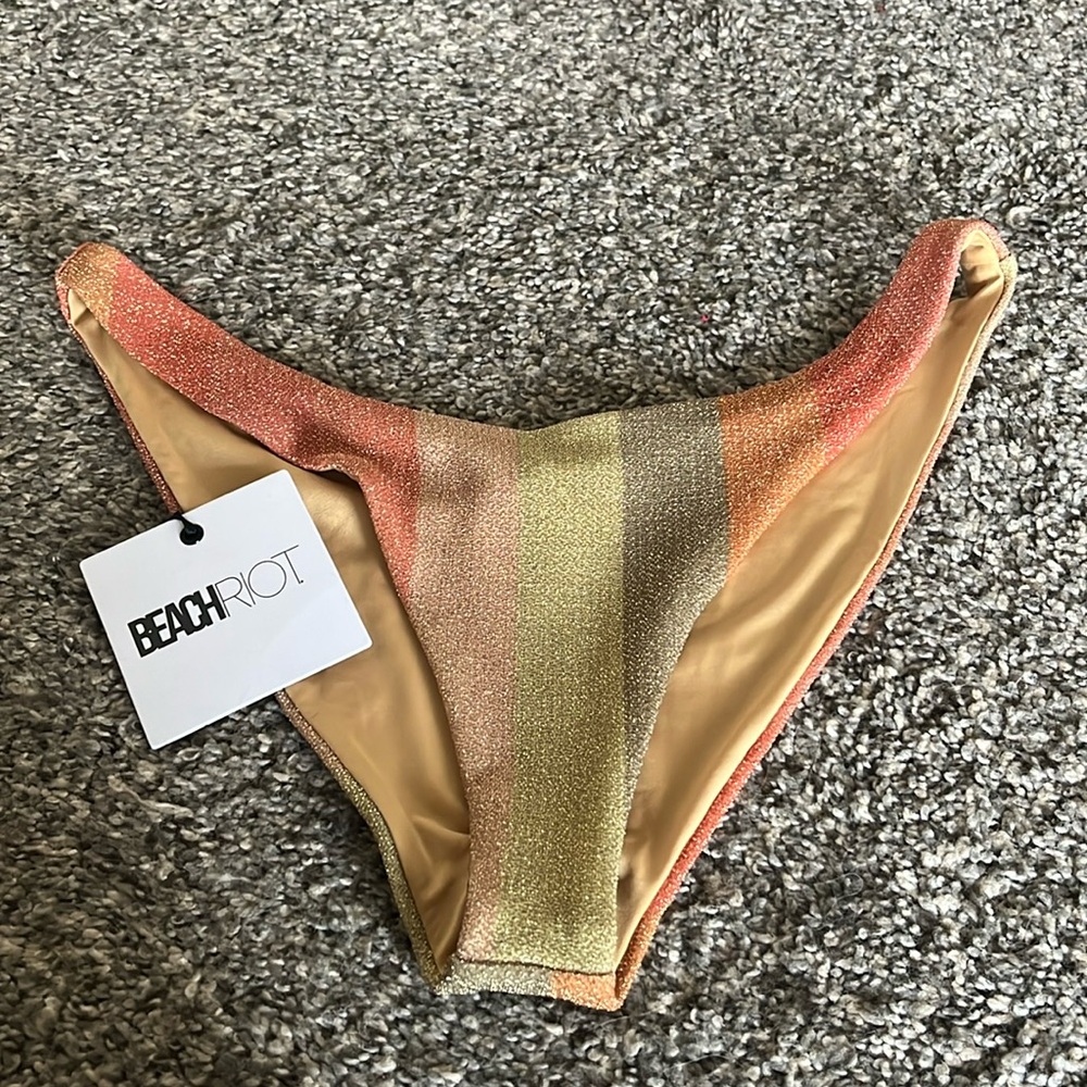 Beach Riot Orange and Green Bikini with High-Cut Cheeky Style